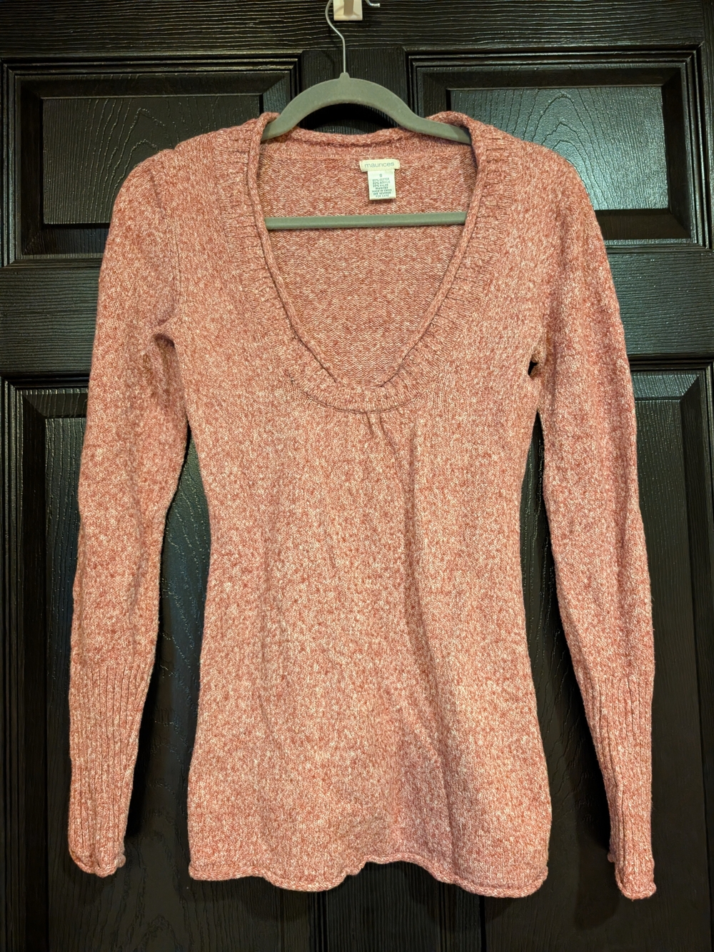 Maurices Women's V-Neck Sweater in Rose Pink Heather